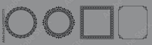 Cuadro en lienzo Set of decorative frames Elegant vector element for design in Eastern style, place for text