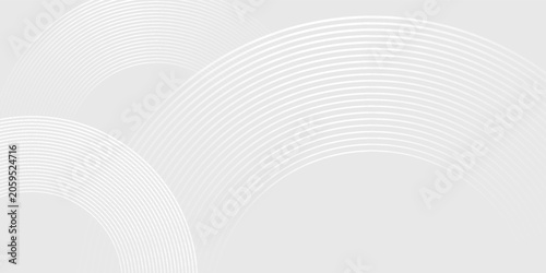 Abstract white glowing geometric lines on gray background. Modern shiny circle futuristic technology concept abstract