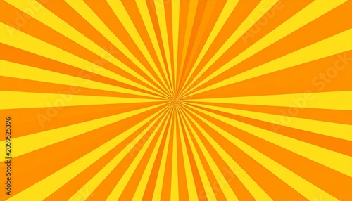 Radial burst of orange and yellow lines expanding out