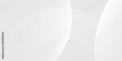 Abstract white glowing geometric lines on gray background. Modern shiny circle futuristic technology simple