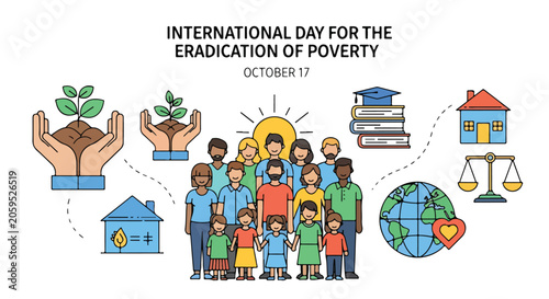 Cuadro en lienzo A colorful illustration promoting International Day for the Eradication of Pover
