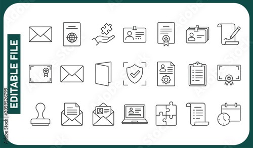 Foto Set of Legal Documents Related Vector Line Icons