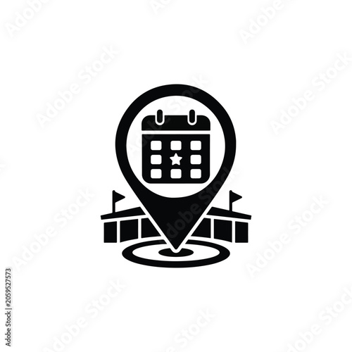 Event Location Black Vector Icon