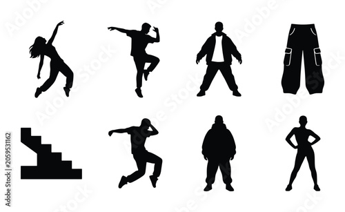 Canvastavla Hip Hop Dance Silhouettes, Breakdance Poses, Urban Style Figures, Streetwear Fas