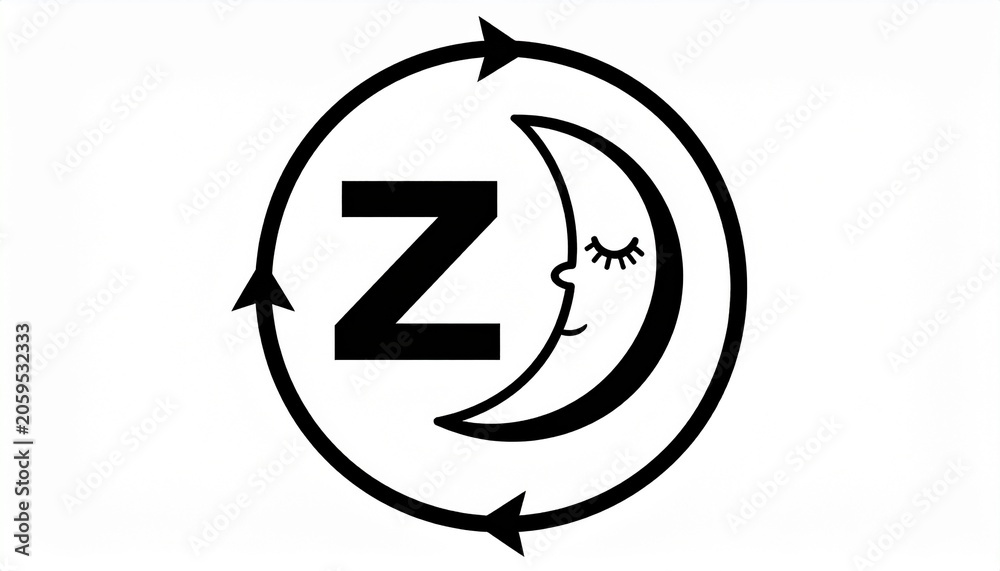 Naklejka premium Black and white circular sleep cycle illustration