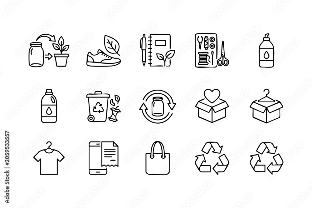 Fototapeta premium Black and white outline business and finance icon set with business marketing management strategy
