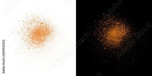Foto Vibrant orange particles explode on transparent background
