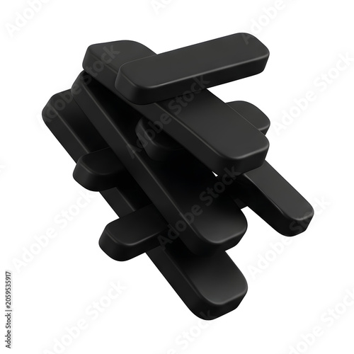 Black Rectangular Blocks 3D Render