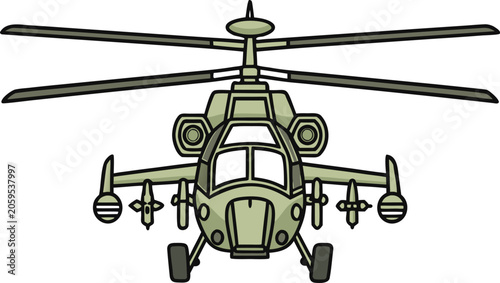 Photos Realistic Army Helicopter Illustration