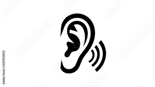 Принти на полотні Ear icon with sound waves for listening and auditory perception