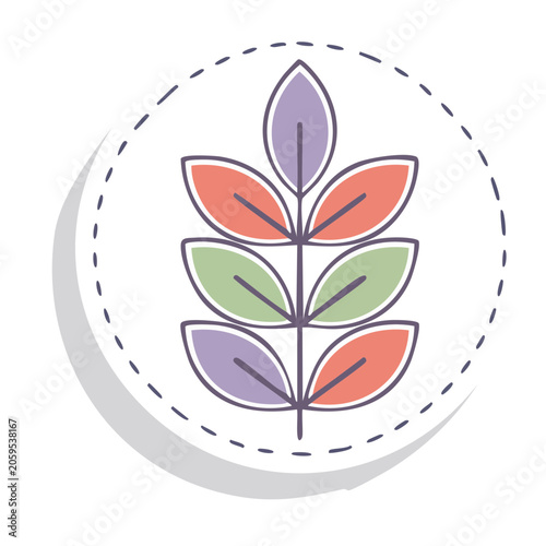Colorful leaf cluster icon in circular frame