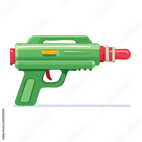 Green and red toy water gun illustration