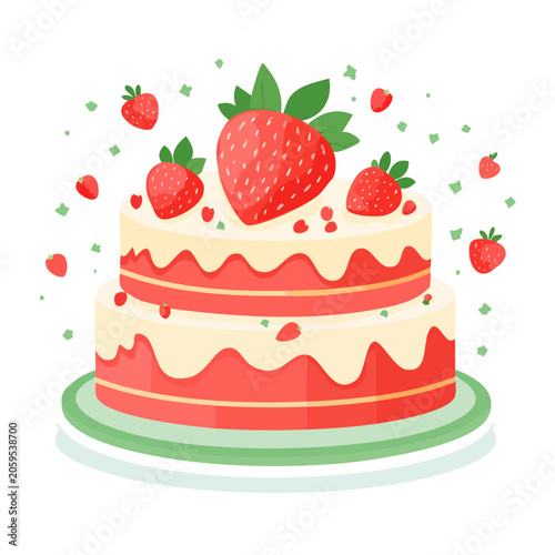 Strawberry Layer Cake Illustration