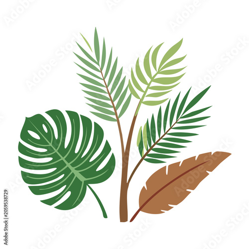 Tropical Leaves Flat Design Illustration