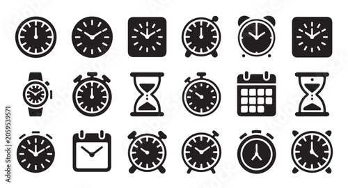 Canvas-taulu Modern timekeeping and scheduling icons for digital and print media