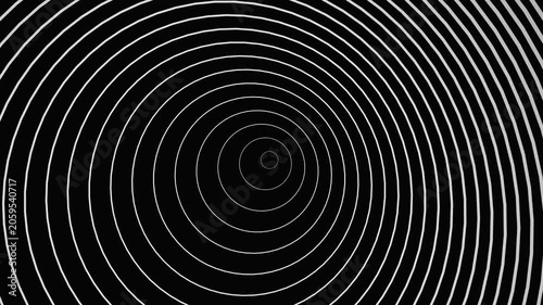 Hypnotic concentric circles animation, abstract black and white tunnel motion background