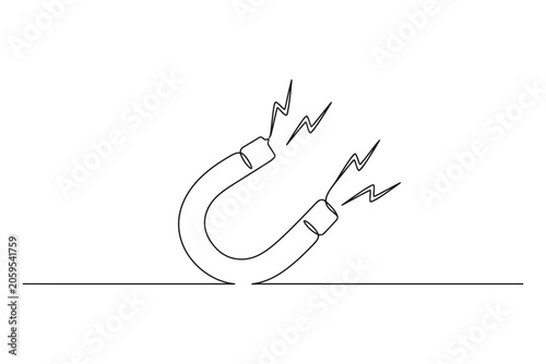 Photos Magnetic force concept drawing in continuous line style with horseshoe attractio