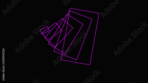 Abstract neon purple geometric square tunnel motion background