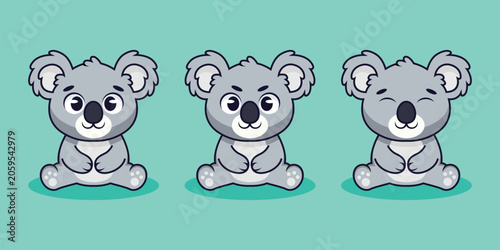cute cartoon illustration of a koala sitting
