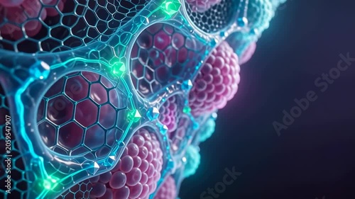 Slow Dolly Shot of Abstract Pulsating Biotech Tissue with Living Elements