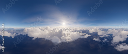 Foto Sunlit Clouds Over Aerial Horizon With Blue Sky and Soft Sunlight — Serene High