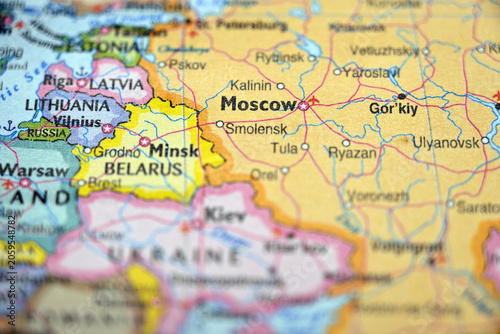 Photography Moscow Russia Map Highlight with Blurred Background Clean Location Emphasis