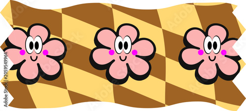 brown flowergrid tape tape clipart isolated on white