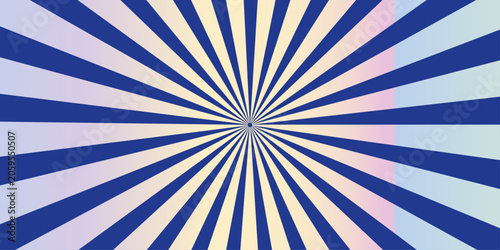 Bilde på lerret A mesmerizing radial burst pattern of alternating deep blue and soft beige rays emanates from a central point, creating a vibrant, abstract graphic design with a sense of dynamism and energy