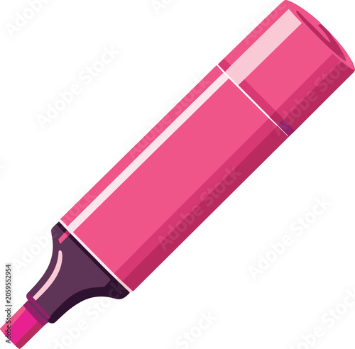 Pink and white color highlighter marker vector on white background.