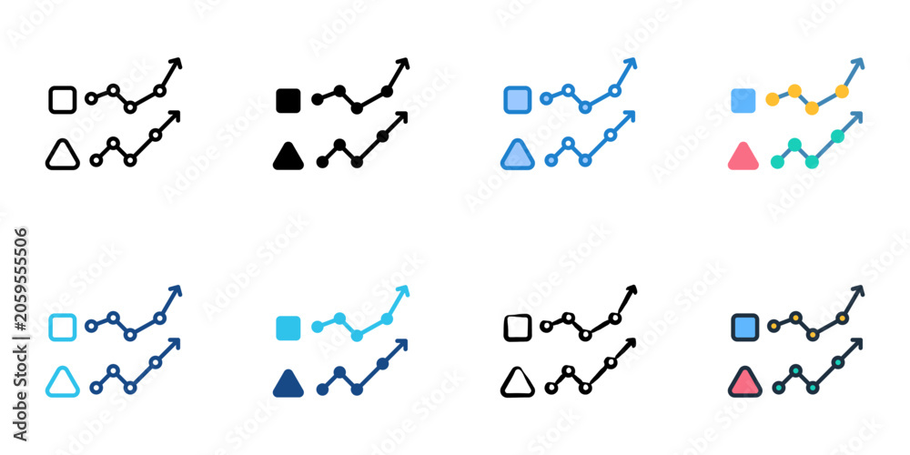 Obraz premium Correlation icons set multiple style collection. Editable stroke 