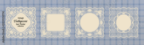 Canvastavla Vintage cottagecore lace doily frame collection with floral mesh motifs