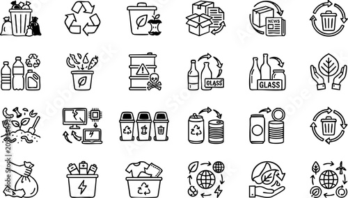 Bild auf Leinwand Set of education and school line icons for academic learning and research subjec