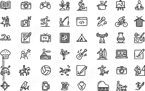 Obraz na plátne Comprehensive collection of school and academic education related line icons wit