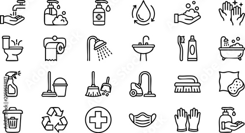 Schilderij op canvas Comprehensive collection of hospital equipment and medical care icons with hospi