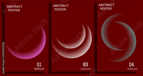 Luxury Red Abstract Poster Collection With Glossy Minimal Shapes