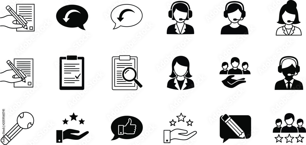 Fototapeta premium Customer service and review icons