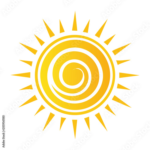Flat design yellow sun icon