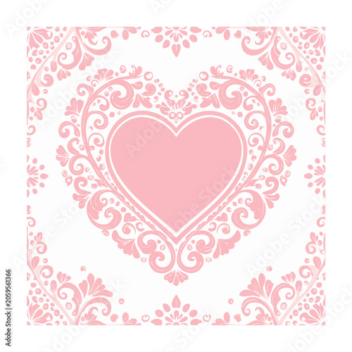 Pink heart batik style decorative pattern