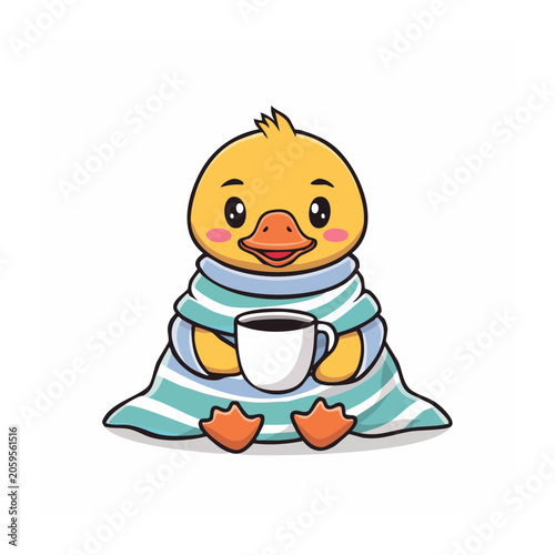 Cartoon baby in blue onesie sitting