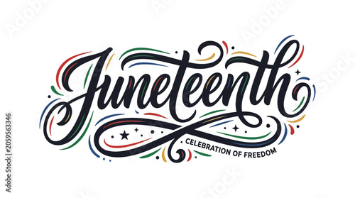 Juneteenth celebration with colorful illustration and freedom text