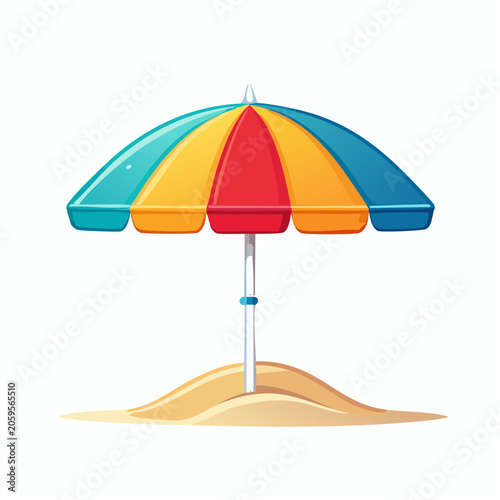 Colorful Beach Umbrella on Sand Dune