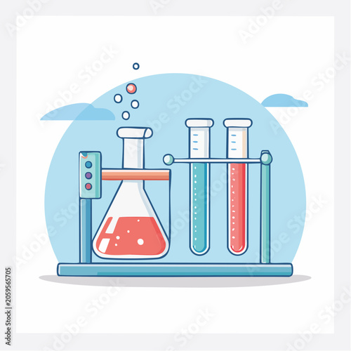 Laboratory equipment with beakers and test tubes