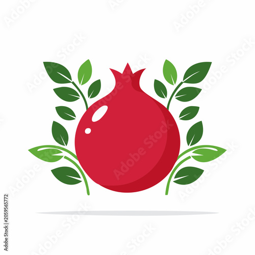 Pomegranate with leaves logo