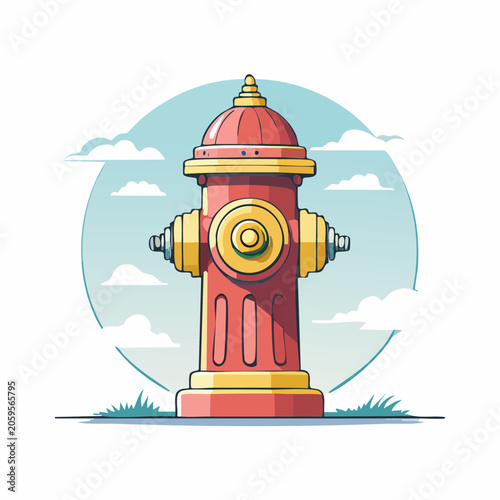 Red and Yellow Fire Hydrant Illustration