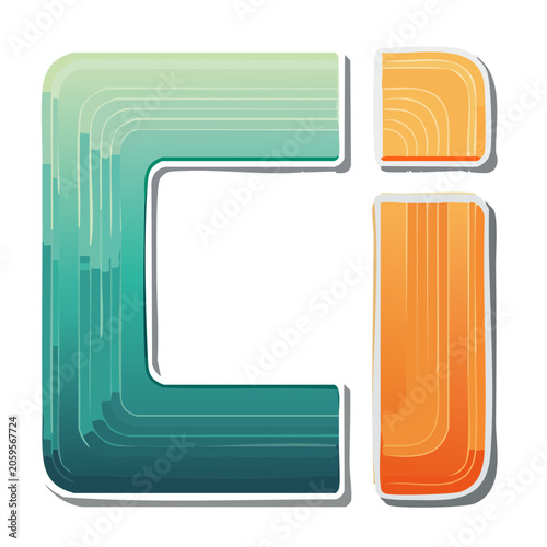 Modern Gradient Letter C and I Typography