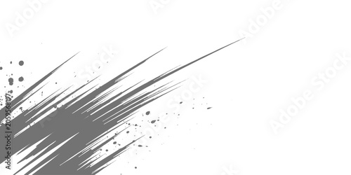 Obraz na płótnie Dynamic black ink streaks slashing diagonally across a white background, with splatter accents and a bold, abstract, high-energy brushstroke style vector design