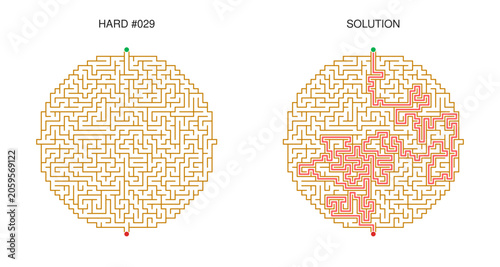 Quadro su tela Circular maze puzzle  with solutions.