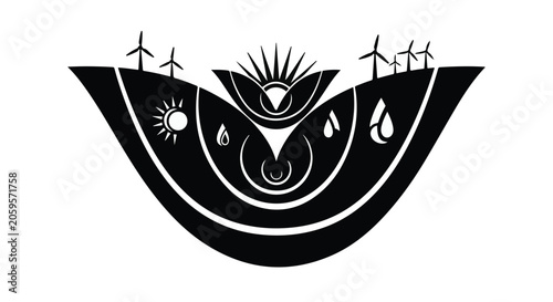 Symbol of sustainable energy and natural resources flowing together in harmony