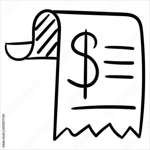 Doodle style of a financial receipt or bill, perfect for business and payment concepts.