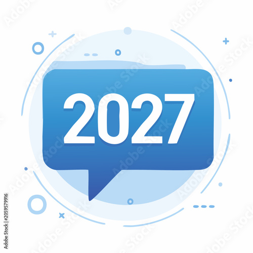 Year 2027 Number in Blue Speech Bubble